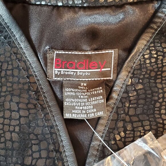 Bradley By Bradley Bayou Black Genuine Leather Jacket Embossed Texture Size 2XL - Picture 6 of 15